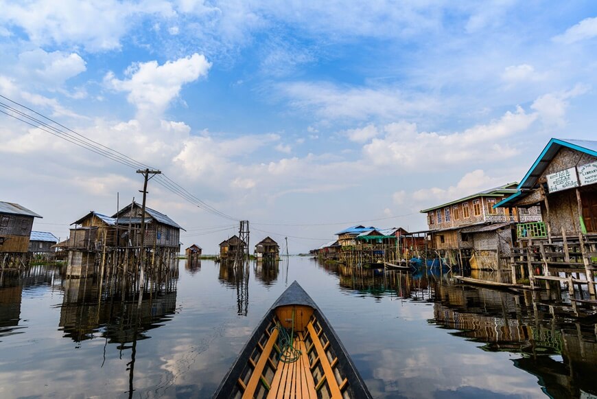 Taking a boat around the lake