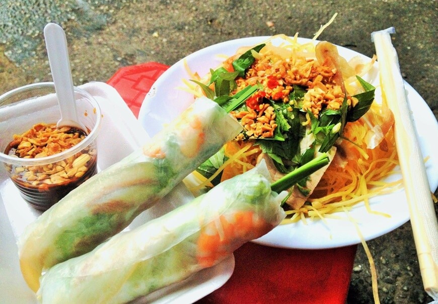 Enjoying Ho Chi Minh street food