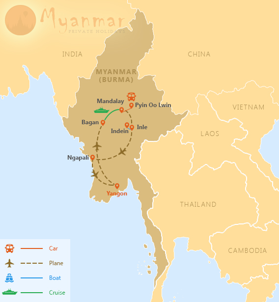 Myanmar Culture & Beach Break 14 days